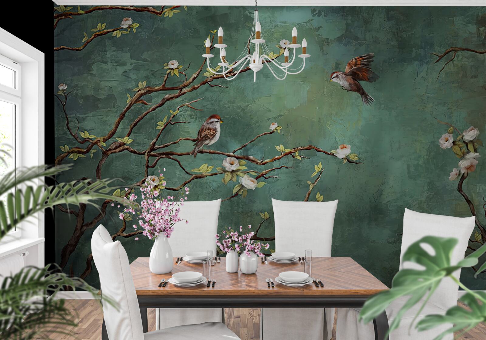 Фотошпалери гілки усіяні птахами