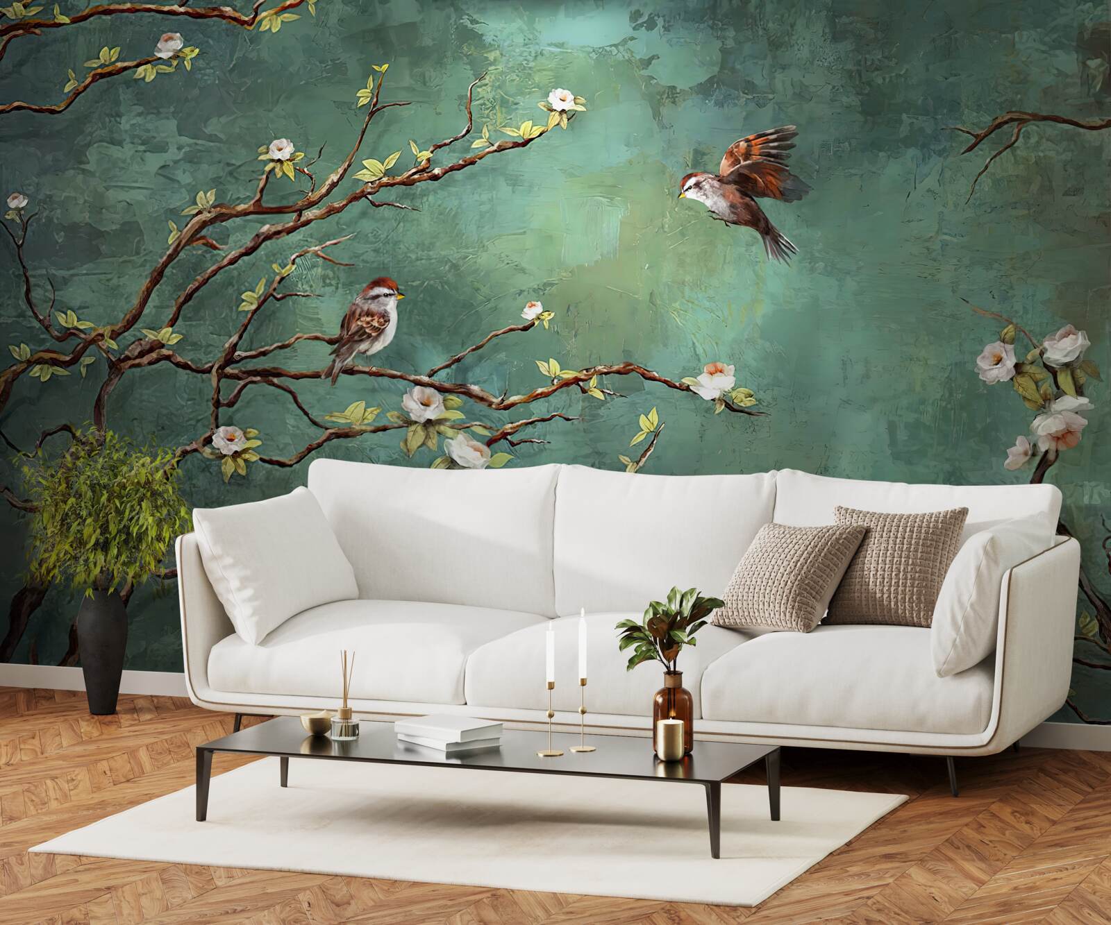 Фотошпалери гілки усіяні птахами