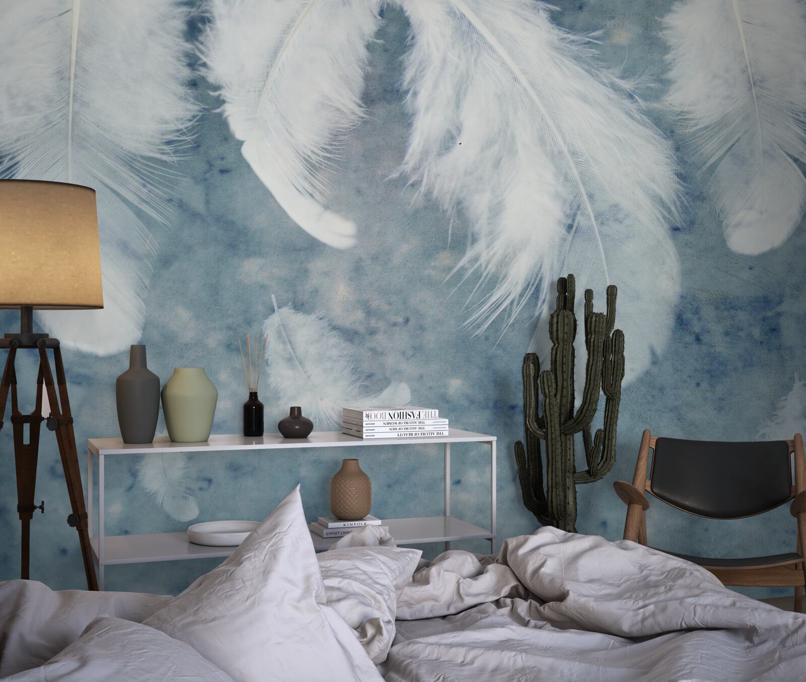 Фотошпалери синій фон виділяє ручку