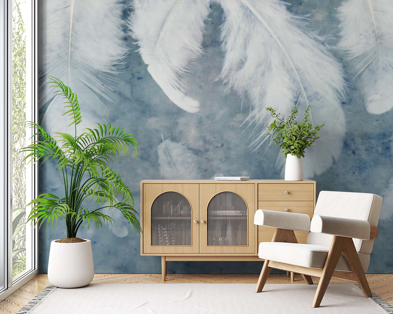 Фотошпалери синій фон виділяє ручку