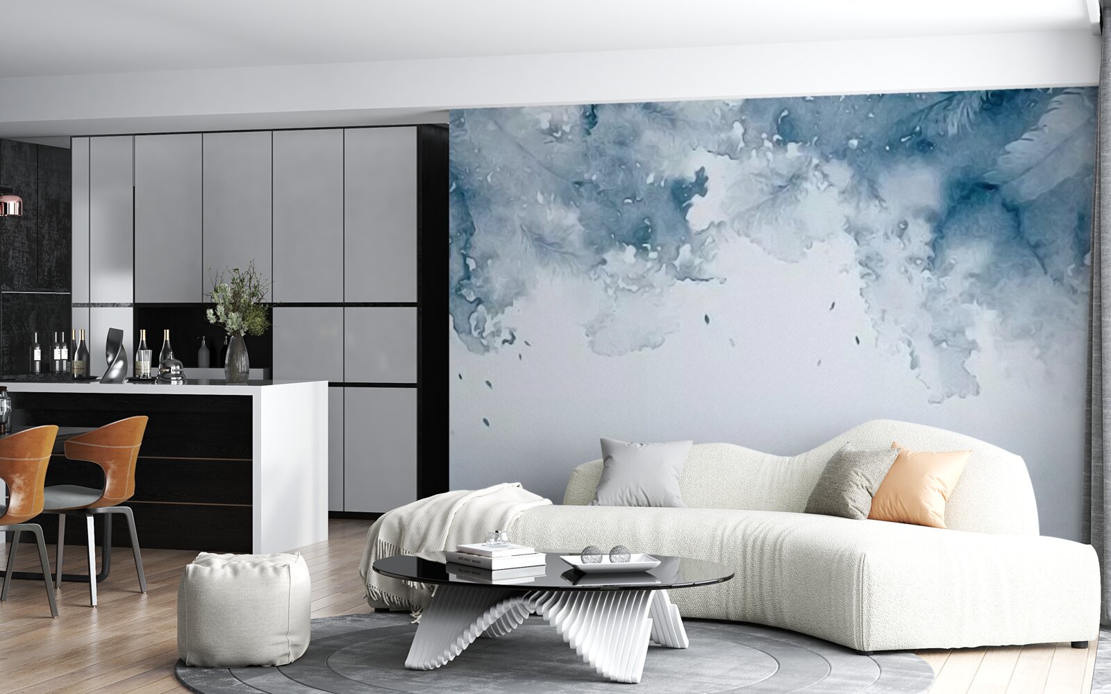 Фотошпалери синя стіна