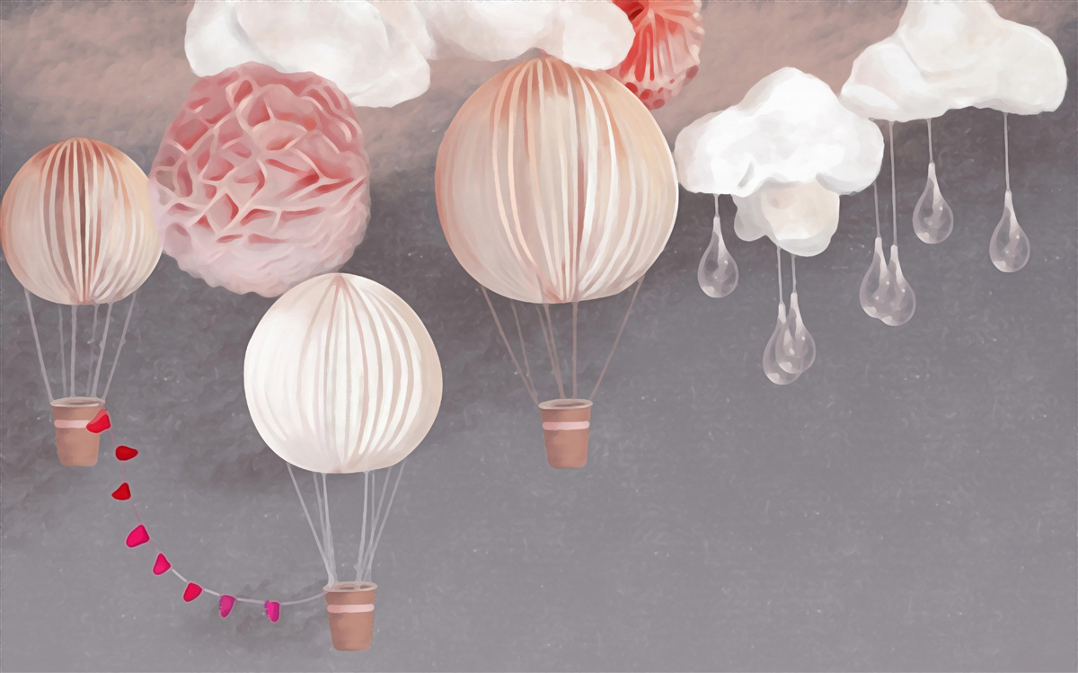 Фотошпалери кульки в рожевих кошиках