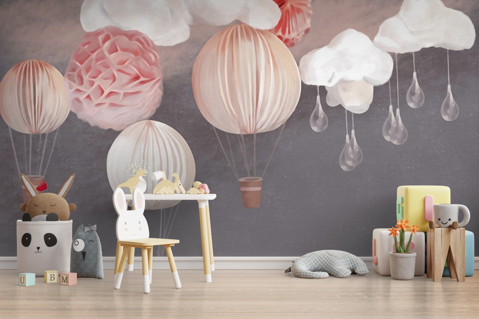 Фотошпалери кульки в рожевих кошиках