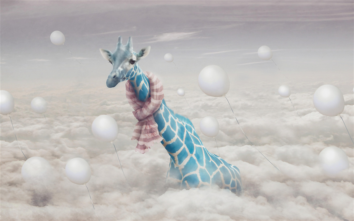 Фотошпалери блакитний жираф