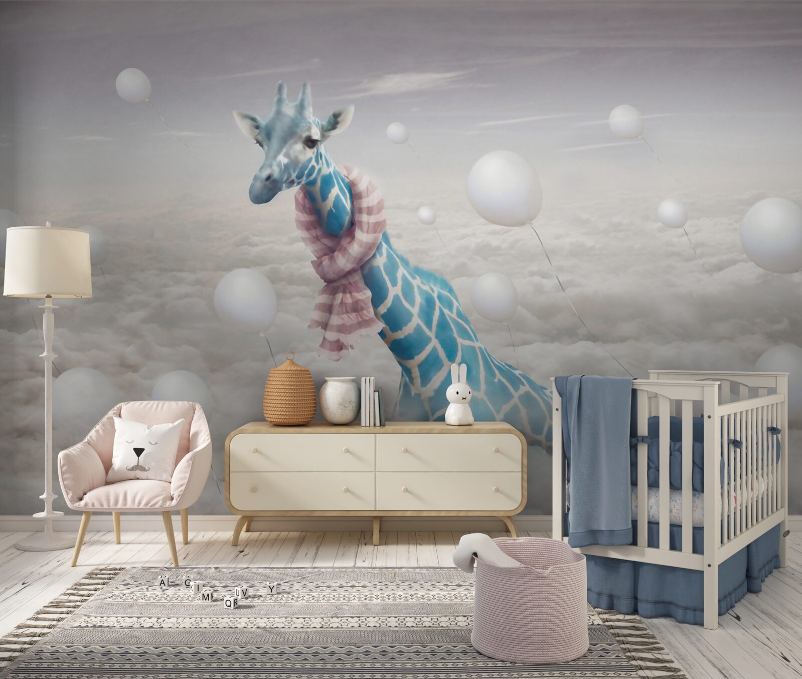 Фотошпалери блакитний жираф