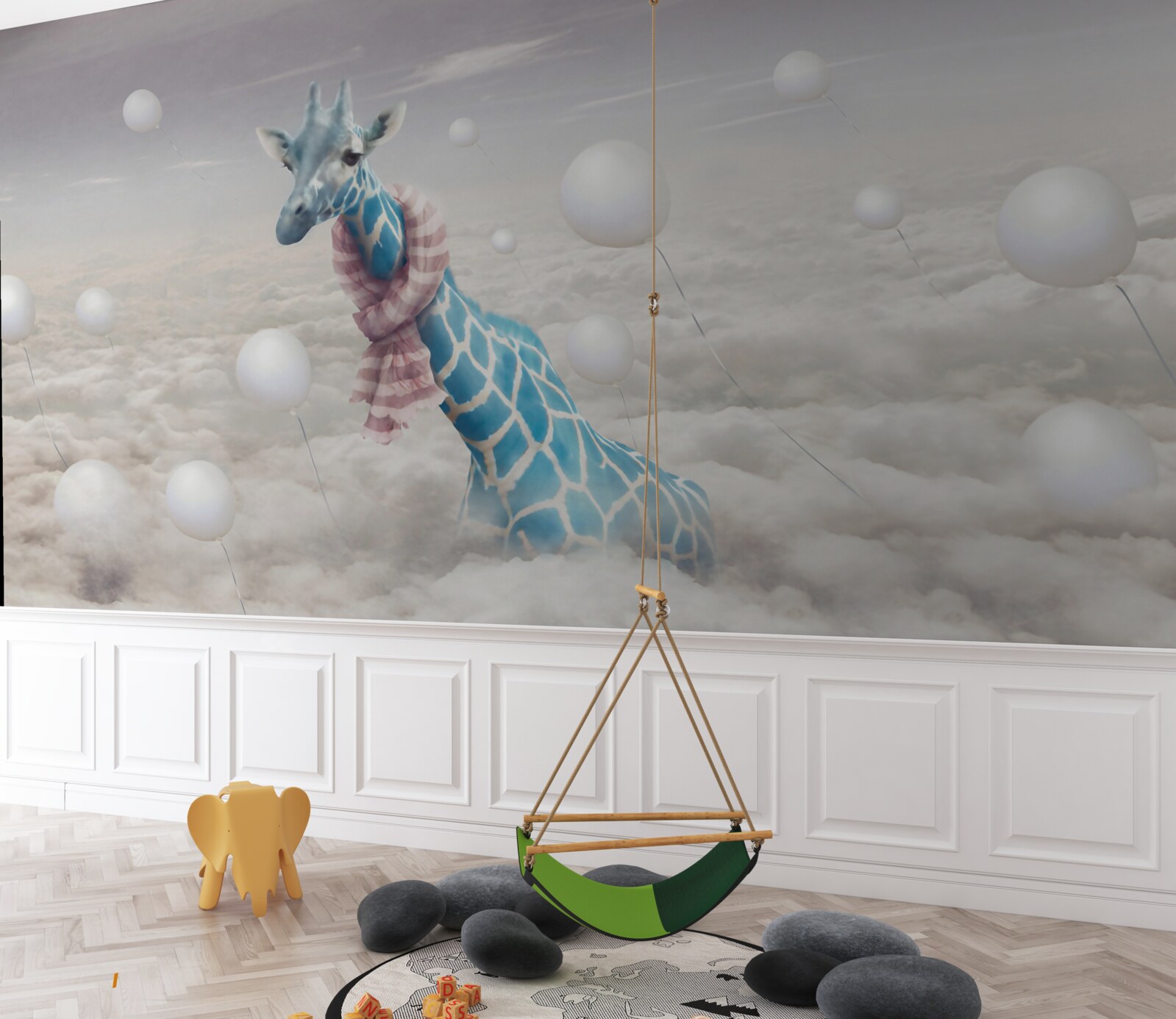 Фотошпалери блакитний жираф