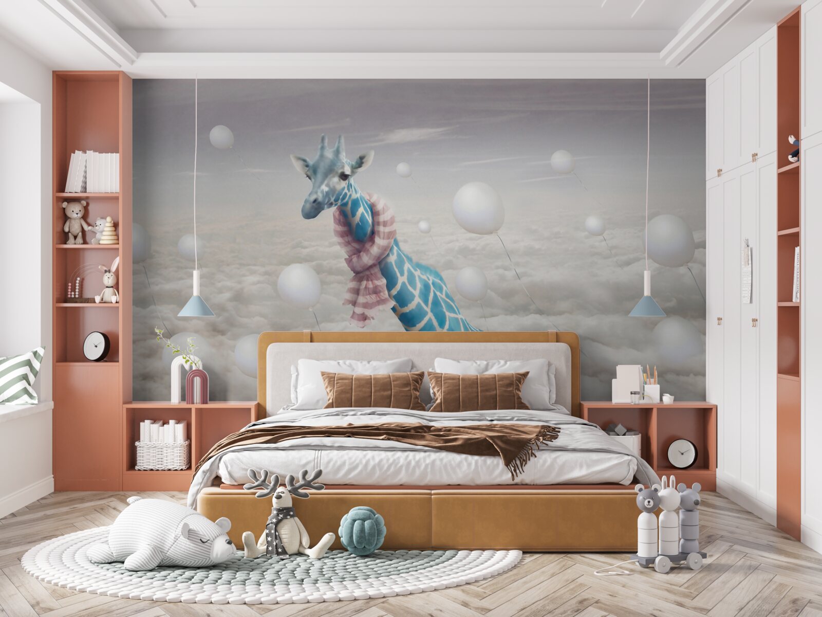 Фотошпалери блакитний жираф