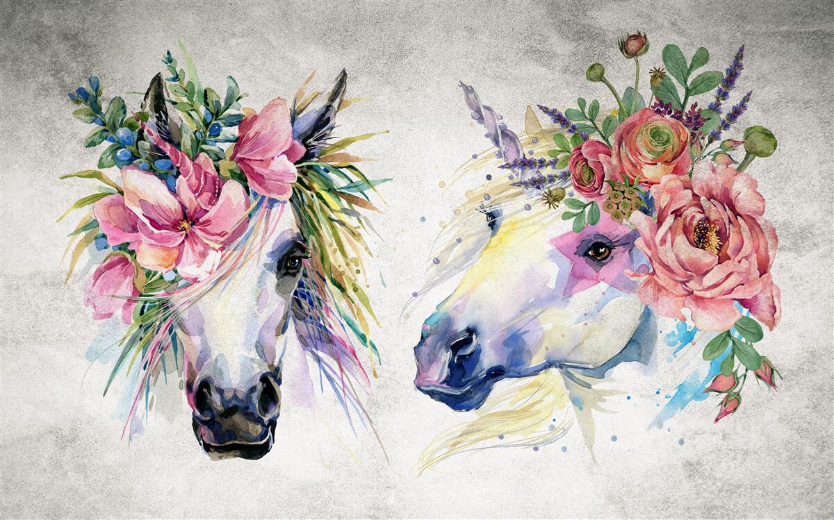 Фотошпалери квіти, акварельні фарби та письмове приладдя