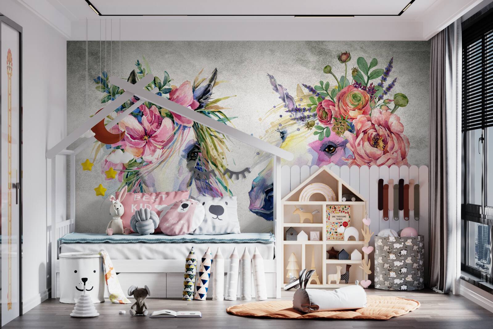 Фотошпалери квіти, акварельні фарби та письмове приладдя