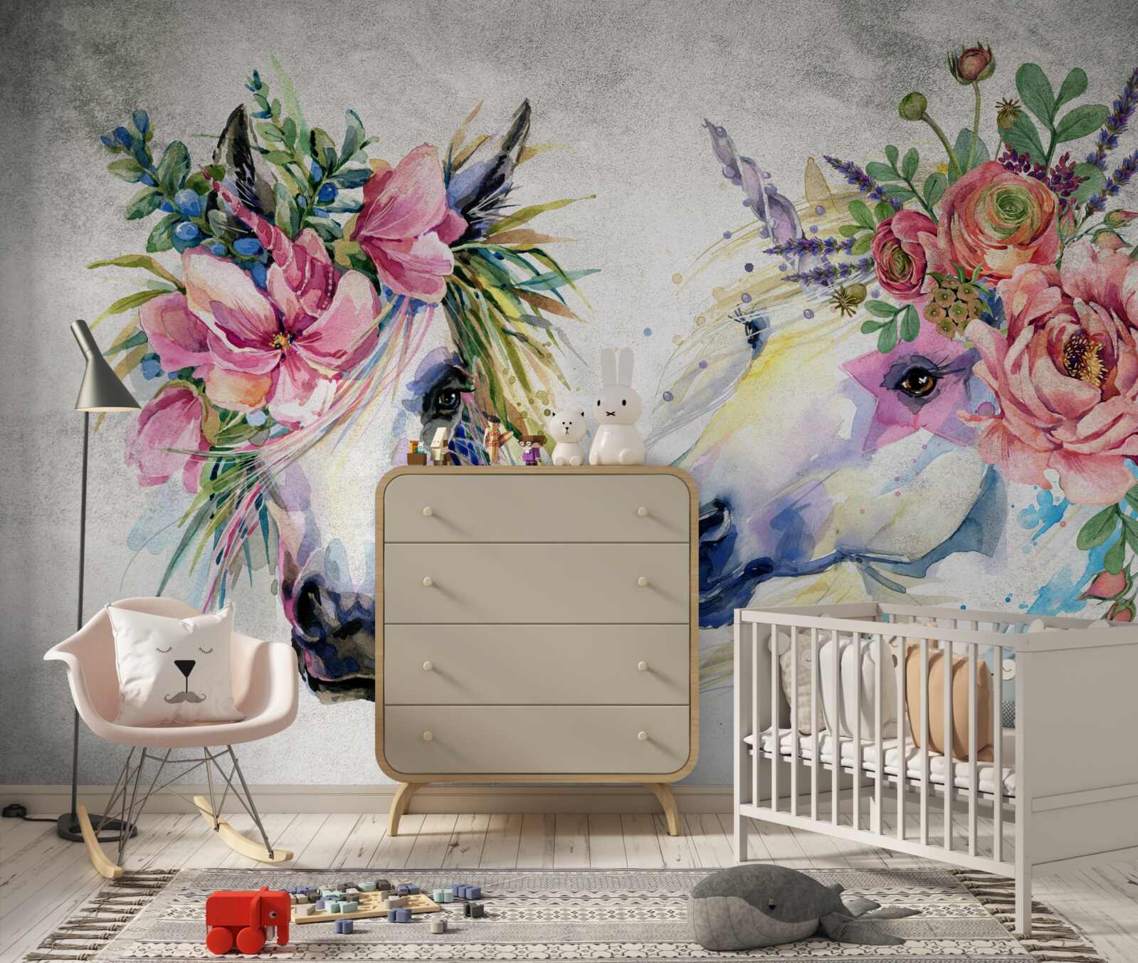 Фотошпалери квіти, акварельні фарби та письмове приладдя