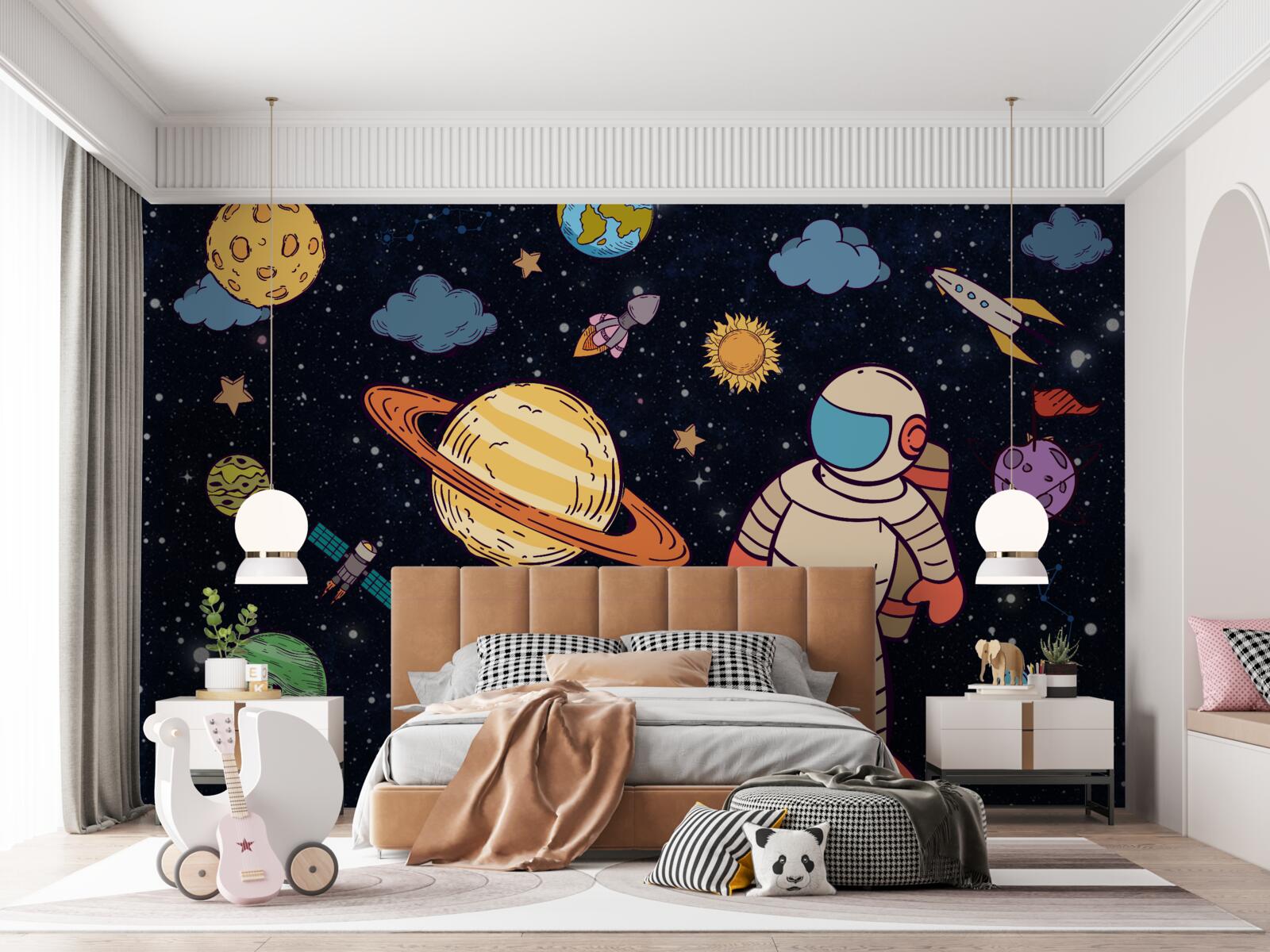 Фотошпалери астронавт серед небесних тіл