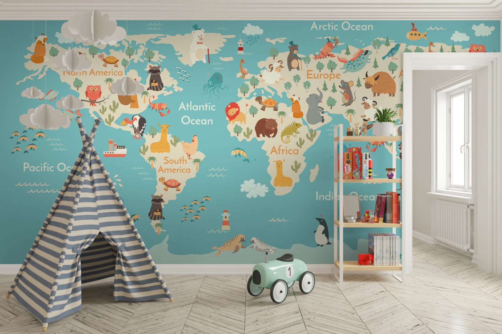 Фотошпалери бірюзова тіньова карта