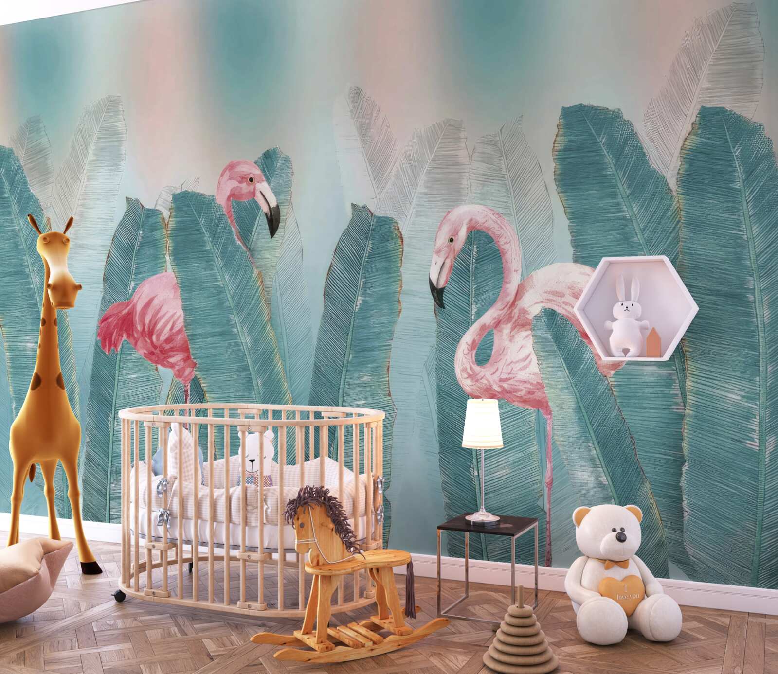 Фотошпалери рожевий фламінго