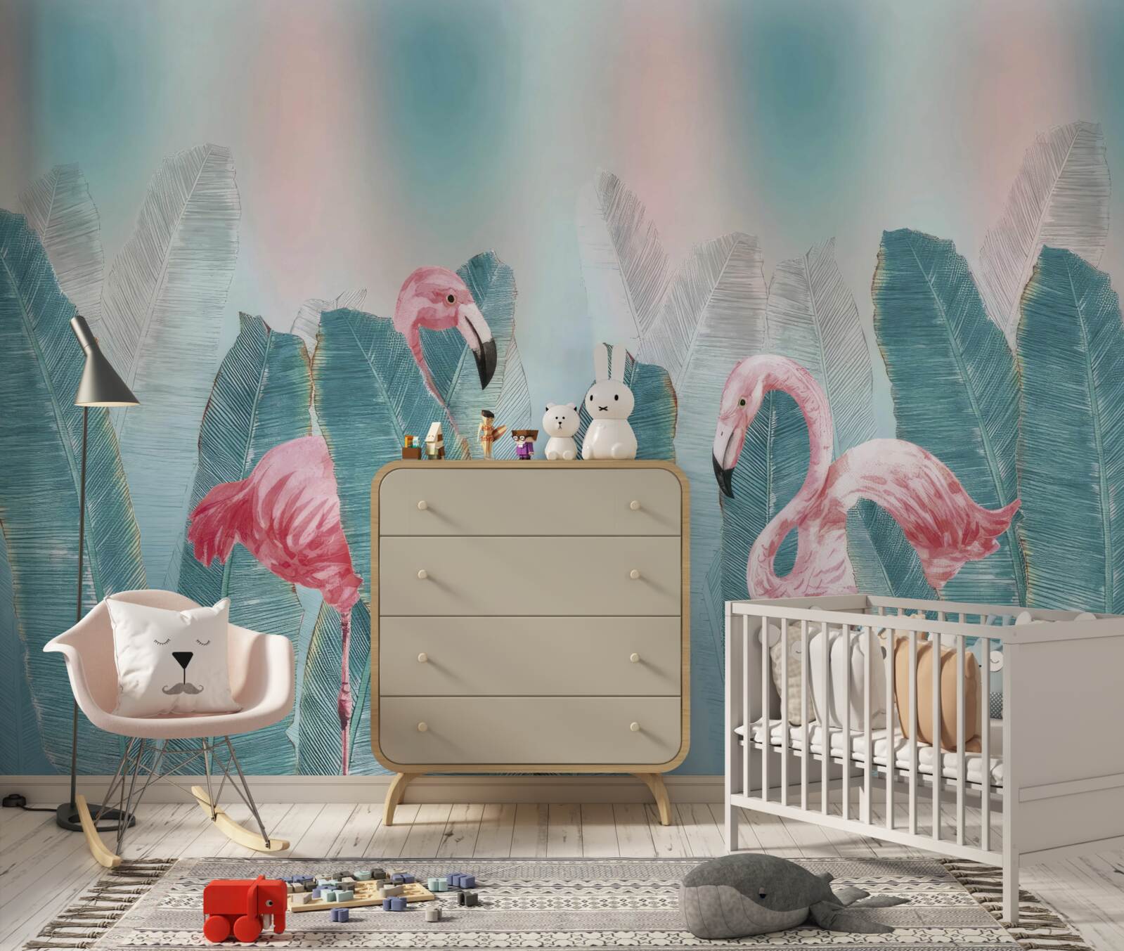 Фотошпалери рожевий фламінго