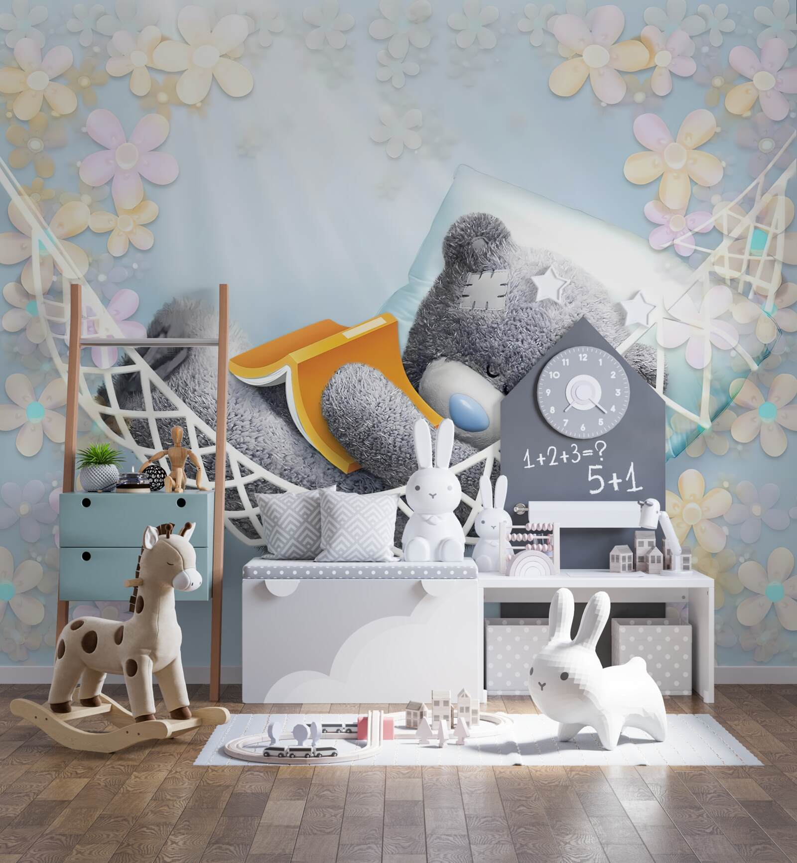 Фотошпалери плюшевий ведмедик, що сидить у гамаку