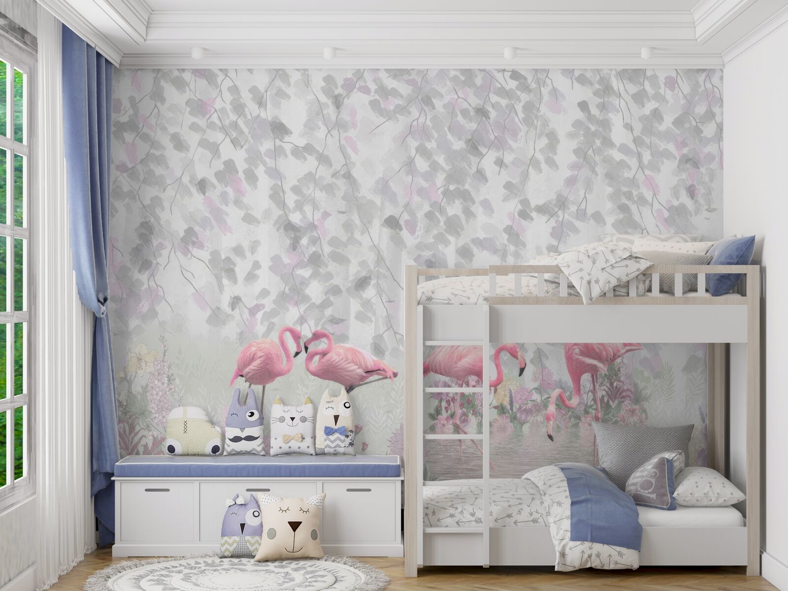 Фотошпалери рожевий фламінго