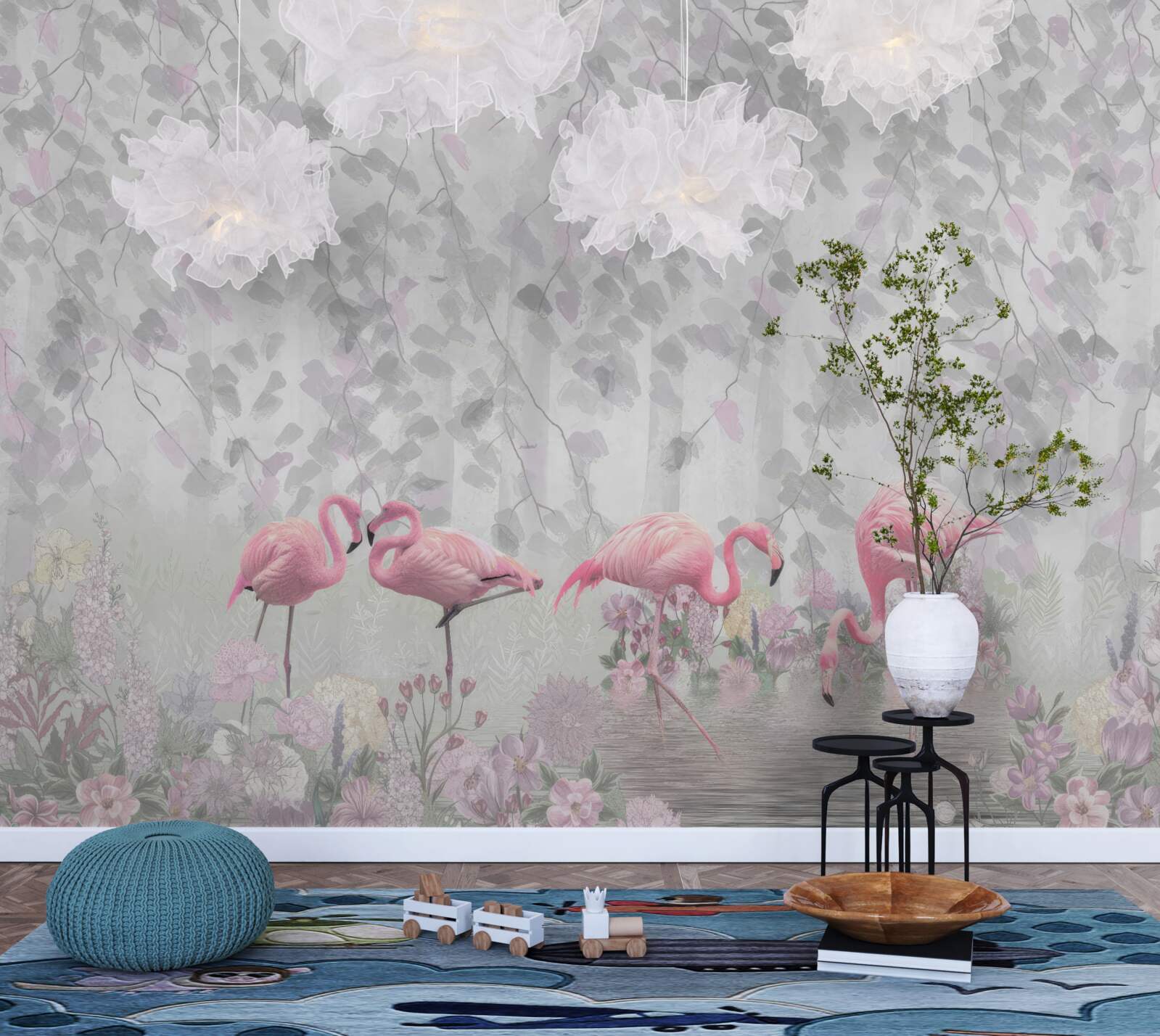 Фотошпалери рожевий фламінго