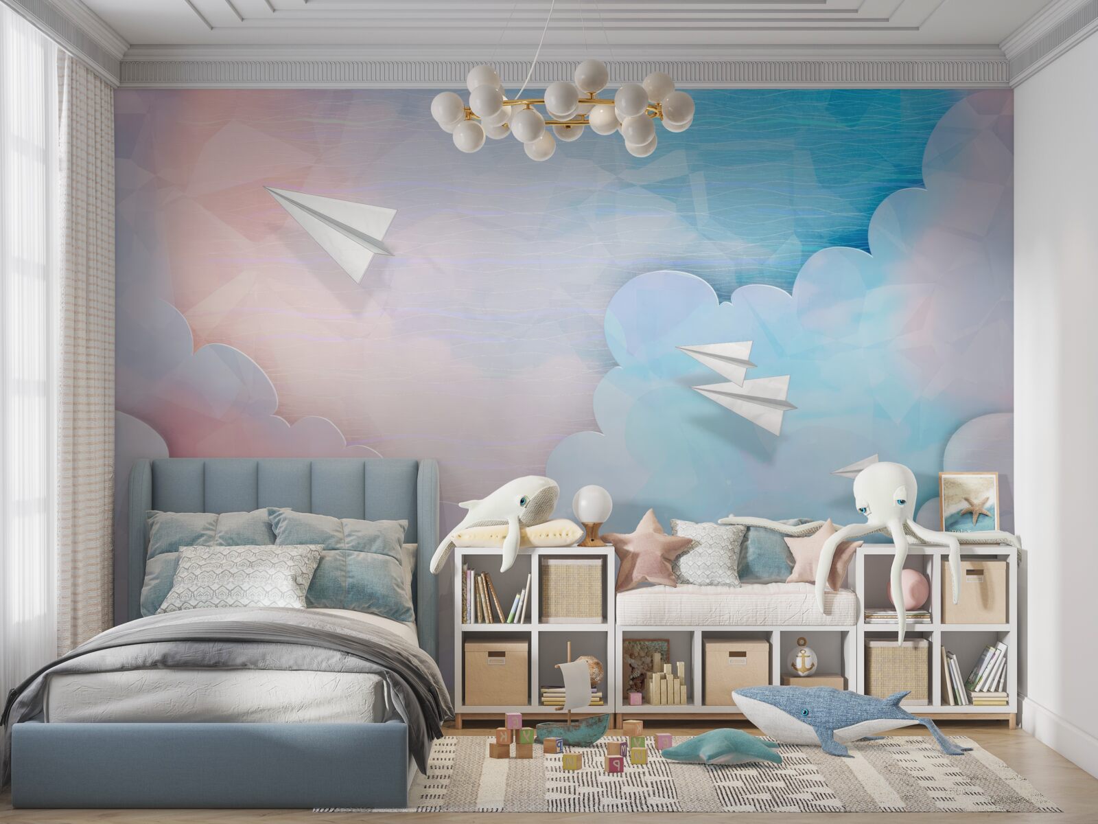 Фотошпалери небо, стіна і синій колір