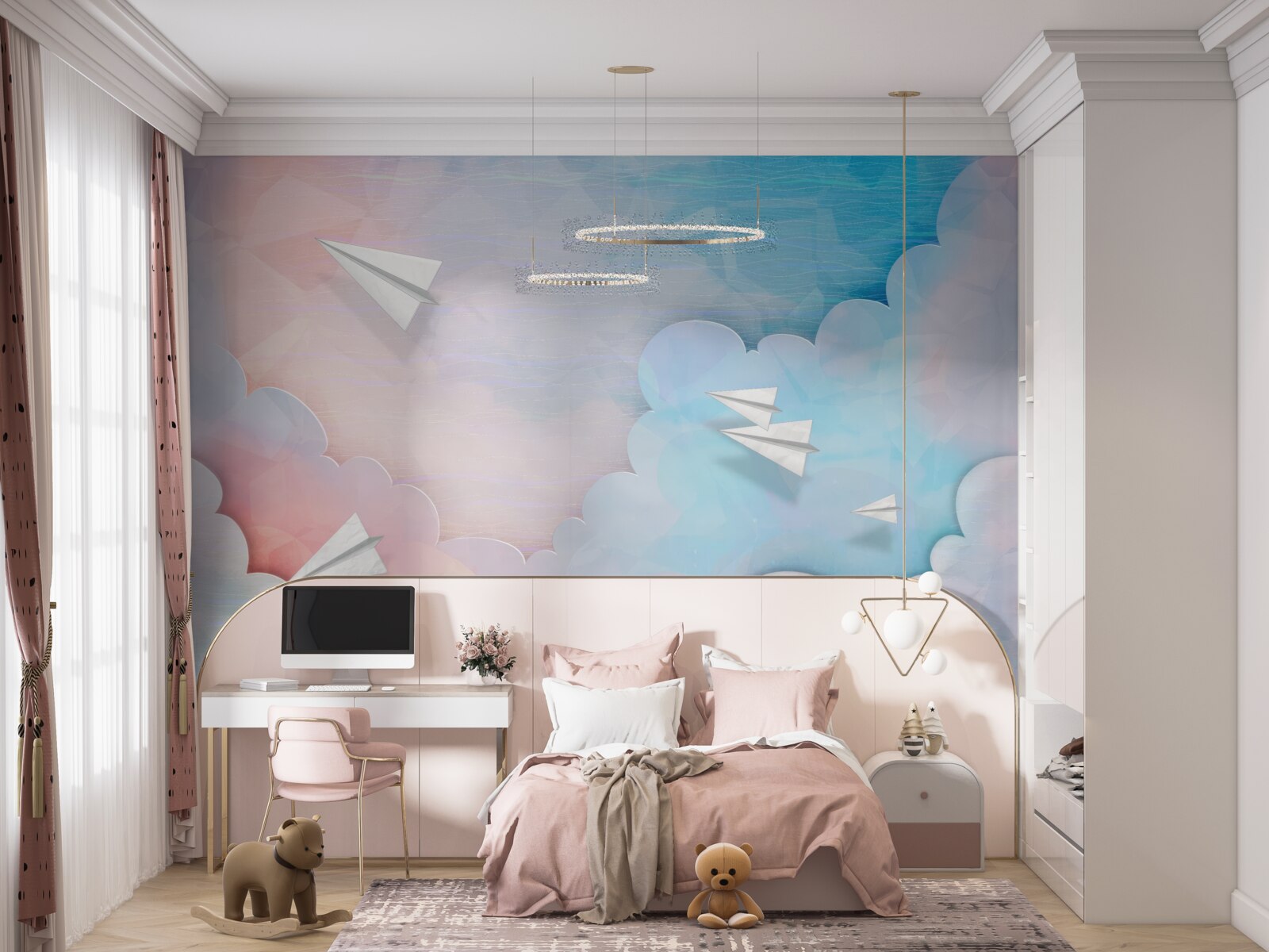 Фотошпалери небо, стіна і синій колір