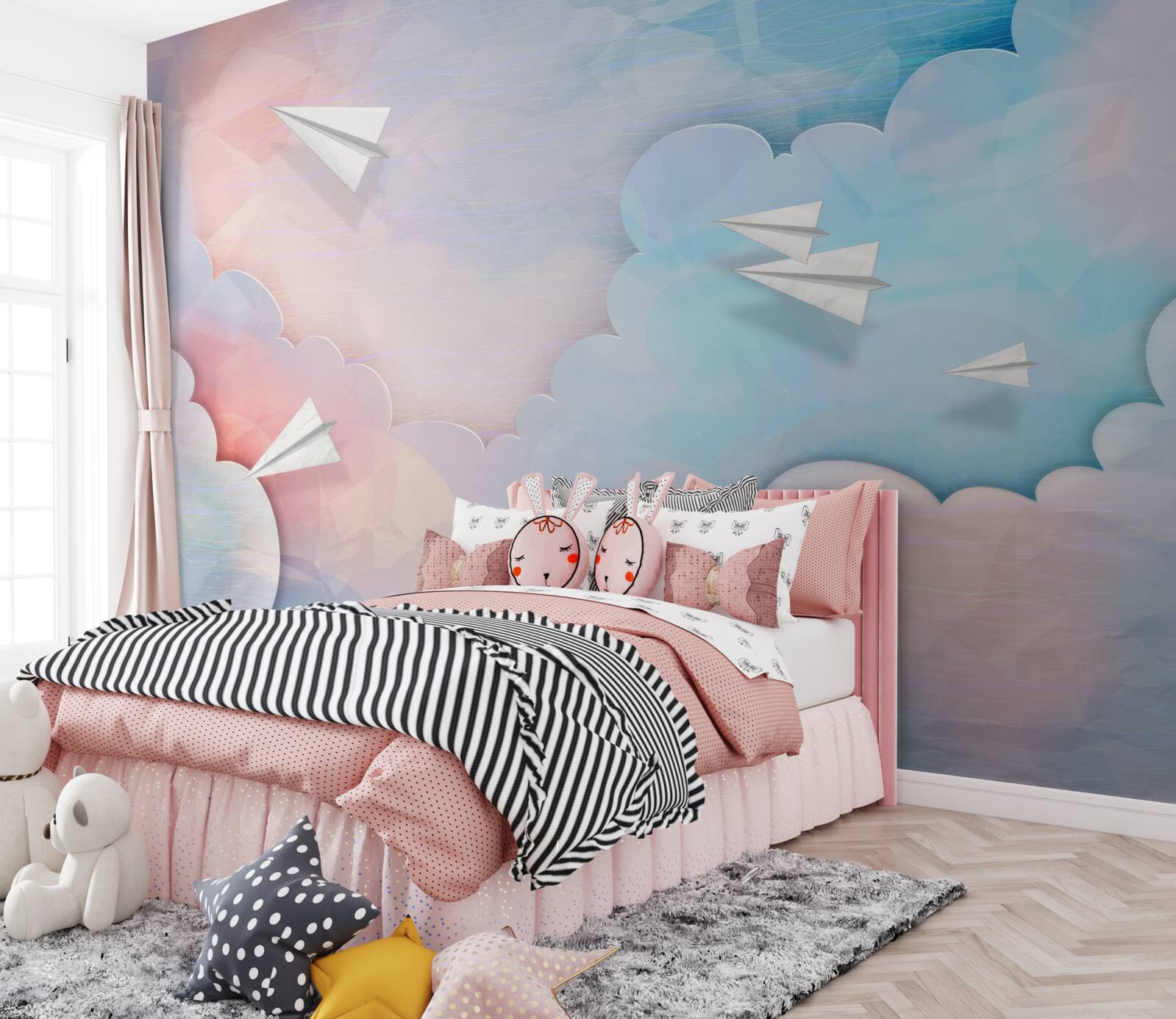 Фотошпалери небо, стіна і синій колір