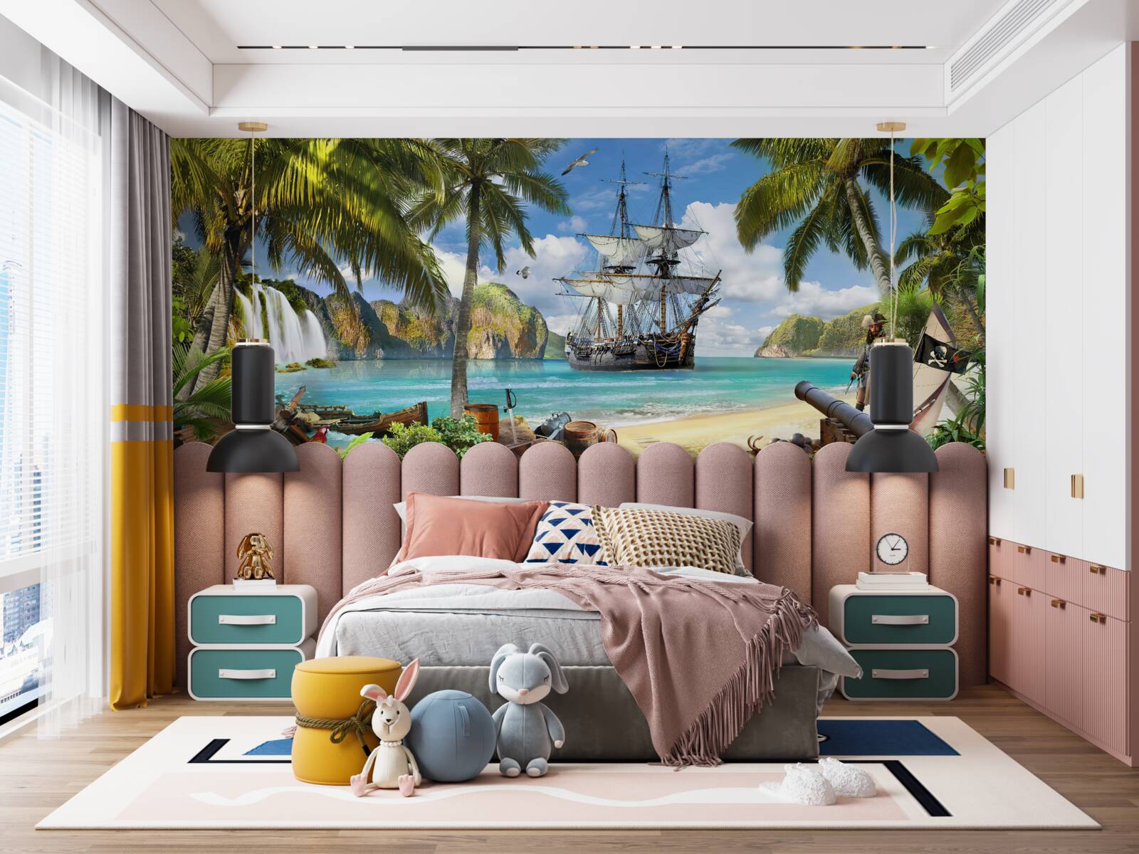 Фотошпалери автомобіль, каравела та галеон