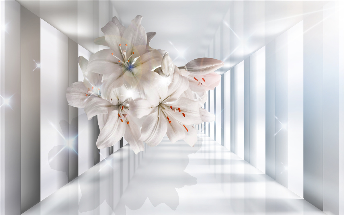 Фотошпалери в коридорі ростуть лілії