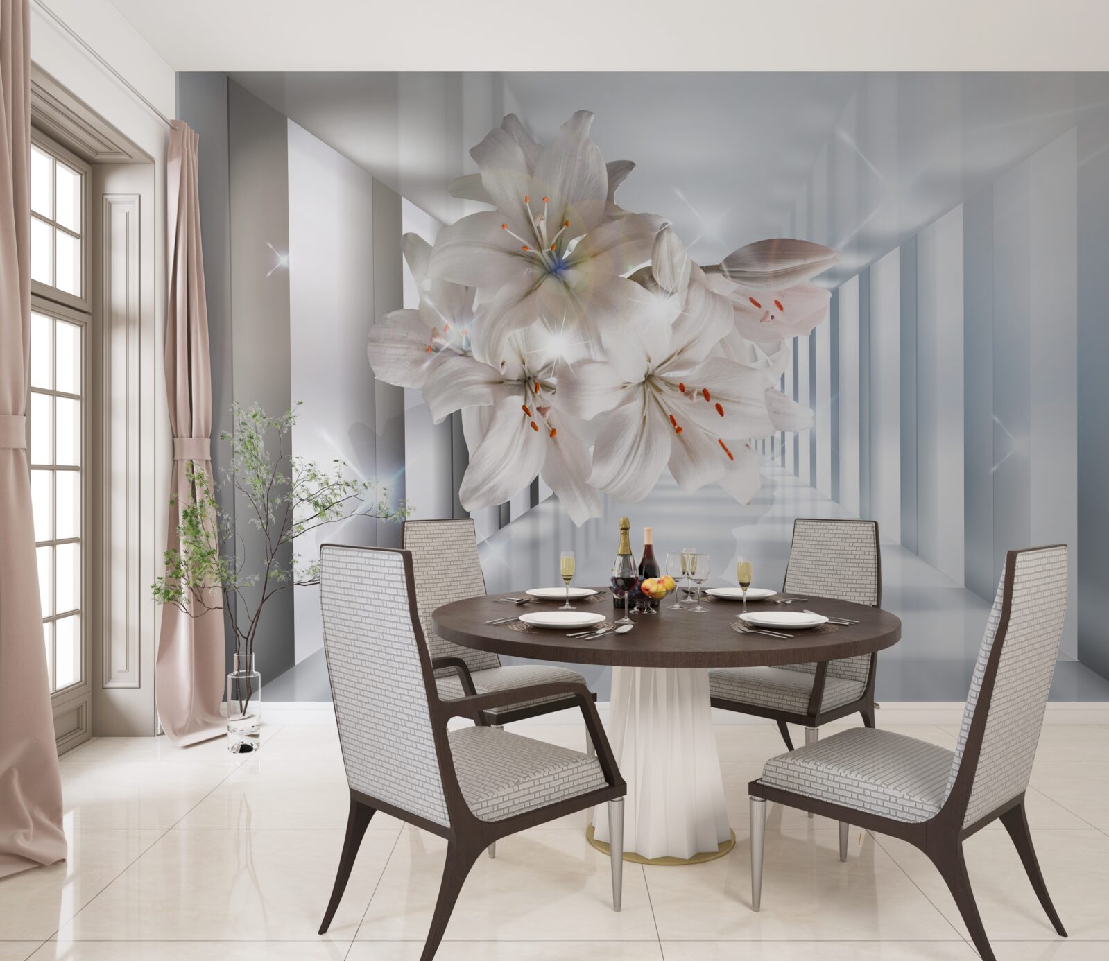 Фотошпалери в коридорі ростуть лілії