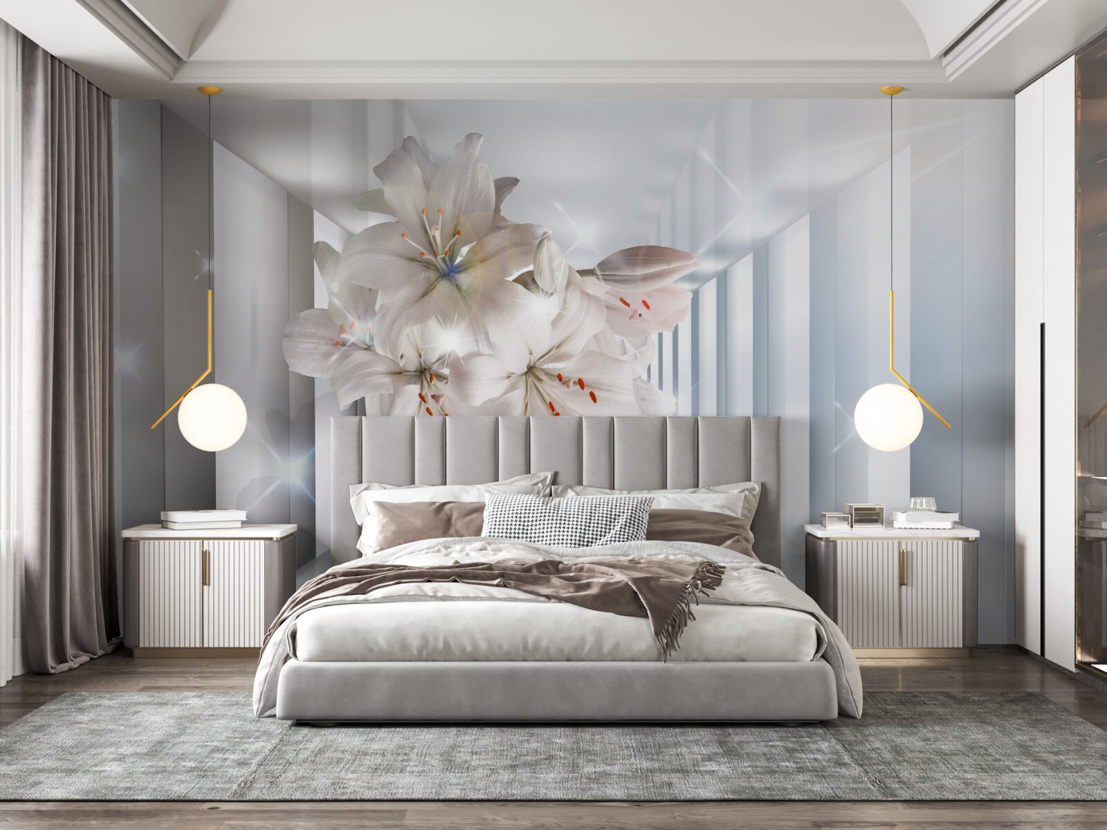 Фотошпалери в коридорі ростуть лілії