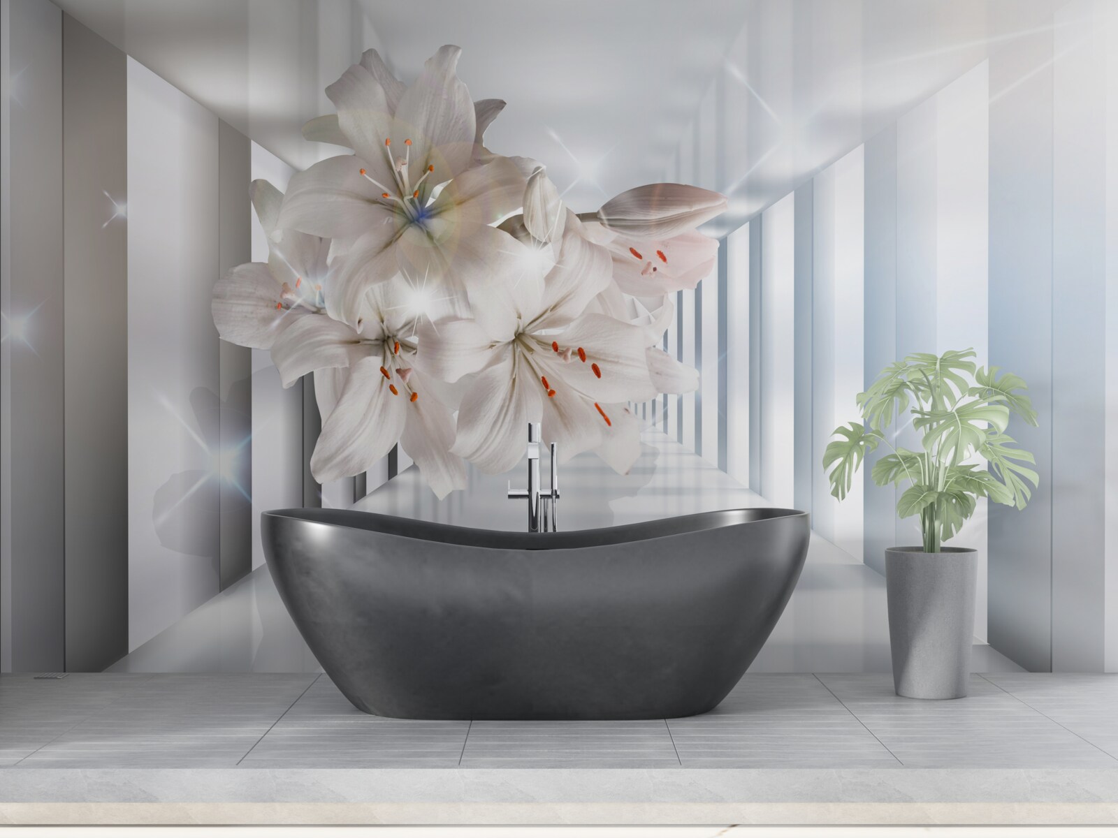 Фотошпалери в коридорі ростуть лілії