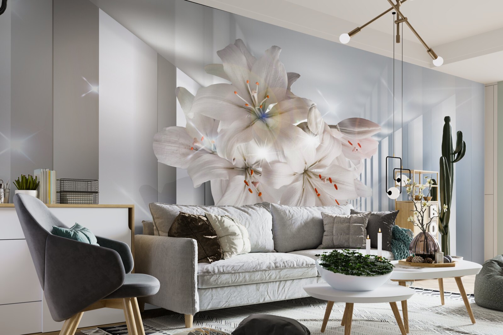 Фотошпалери в коридорі ростуть лілії