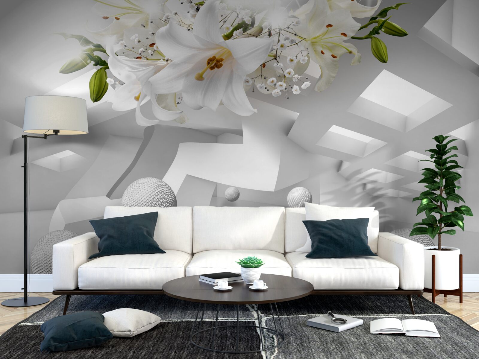 Фотошпалери повітряні кулі лілії в космосі