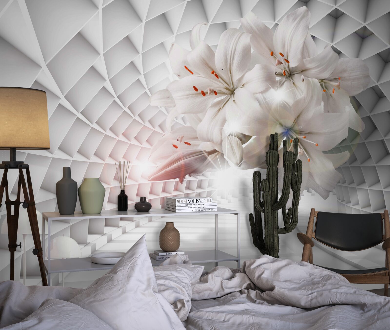 Фотошпалери коридор прикрашений ліліями