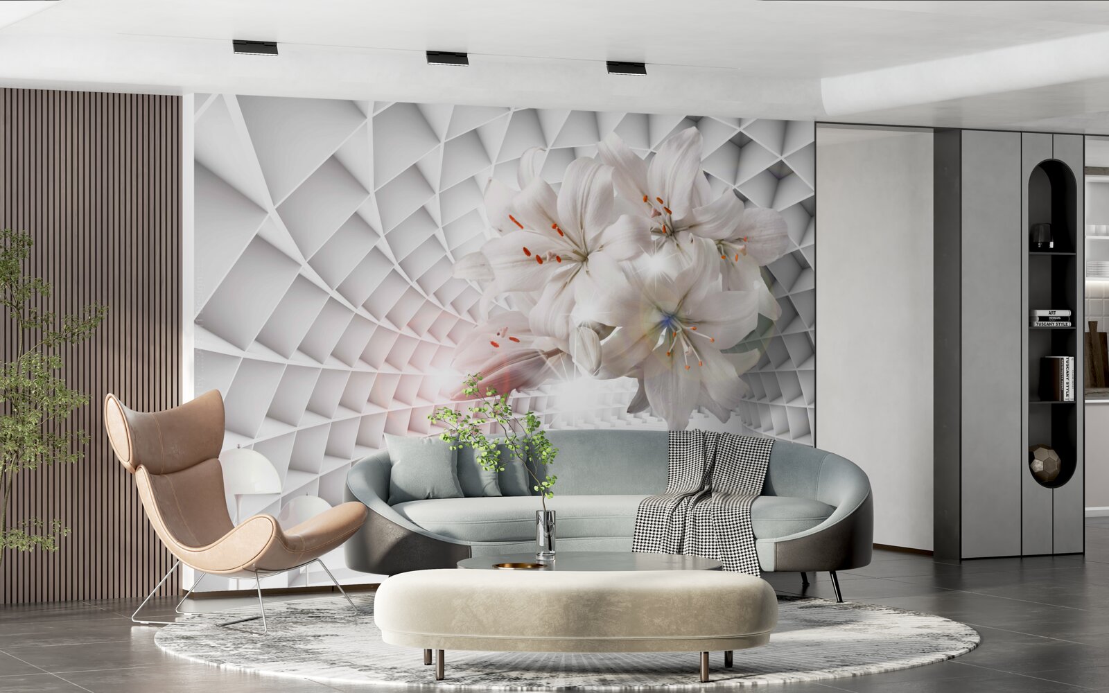 Фотошпалери коридор прикрашений ліліями