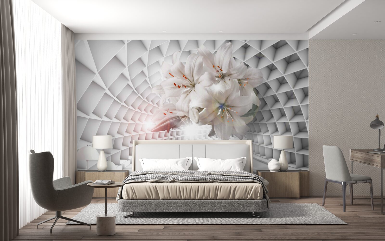 Фотошпалери коридор прикрашений ліліями