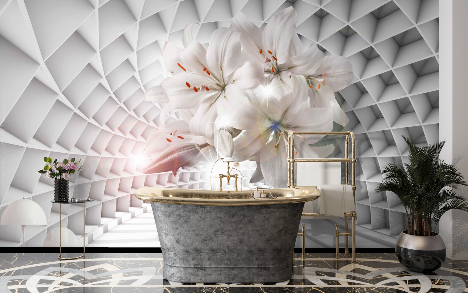 Фотошпалери коридор прикрашений ліліями