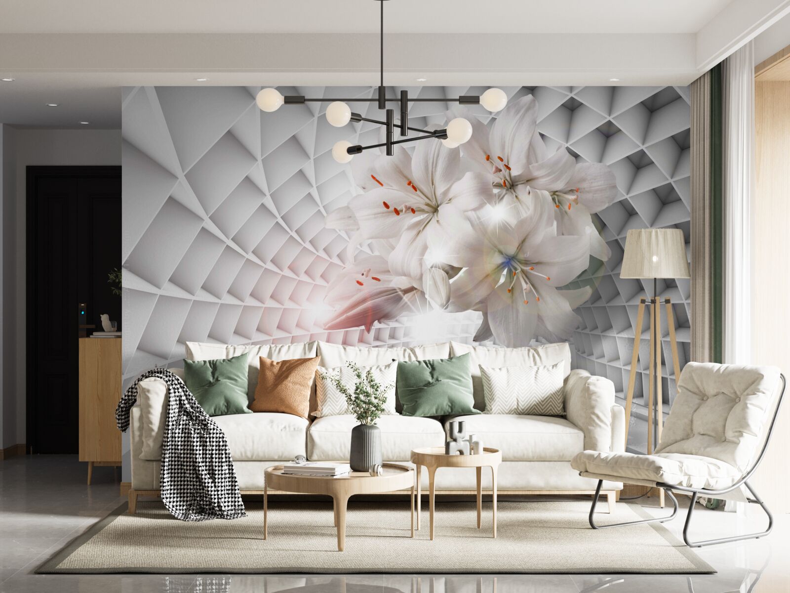 Фотошпалери коридор прикрашений ліліями