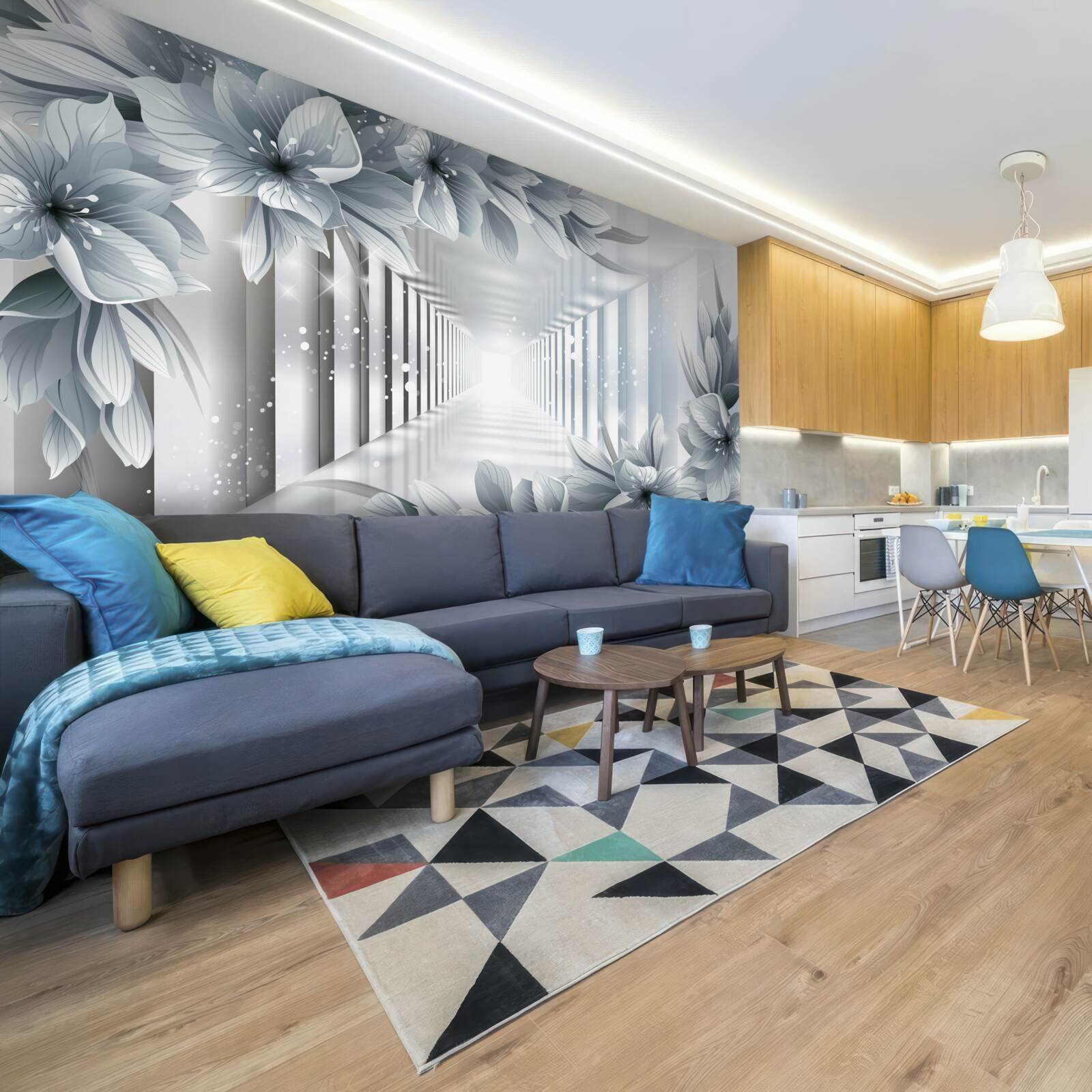 Фотошпалери нескінченний тунель і барвисті рослини