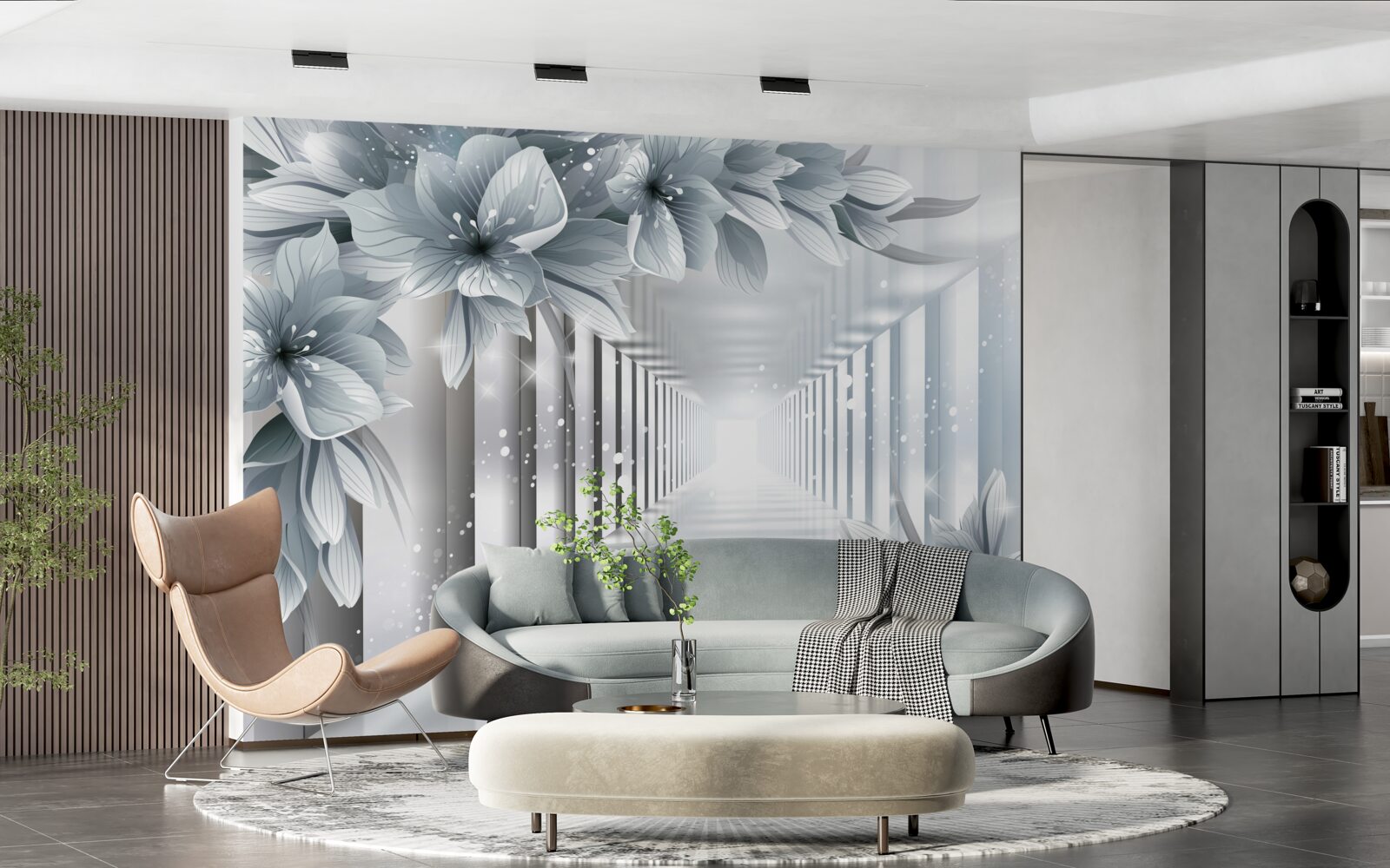 Фотошпалери нескінченний тунель і барвисті рослини