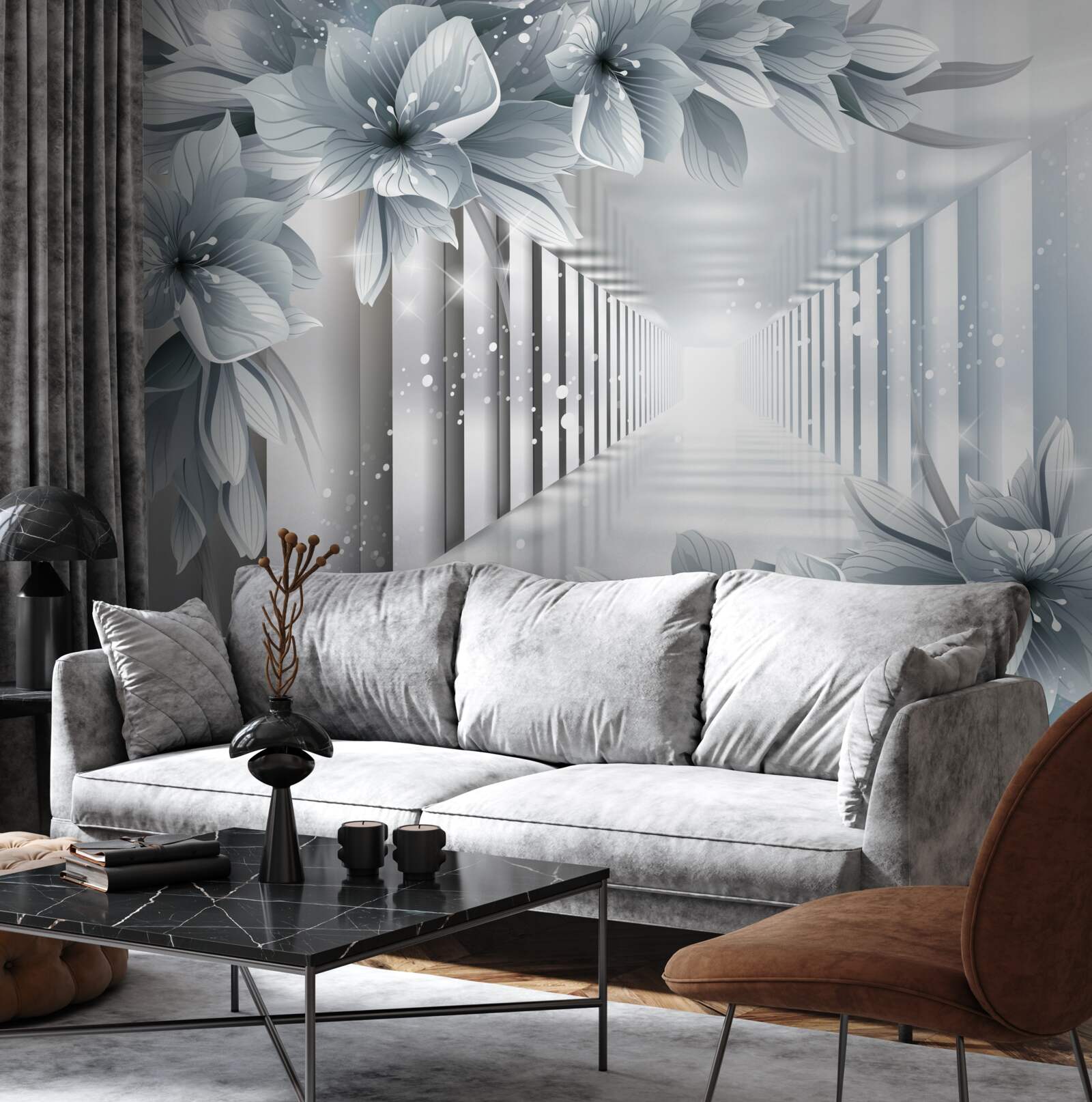 Фотошпалери нескінченний тунель і барвисті рослини