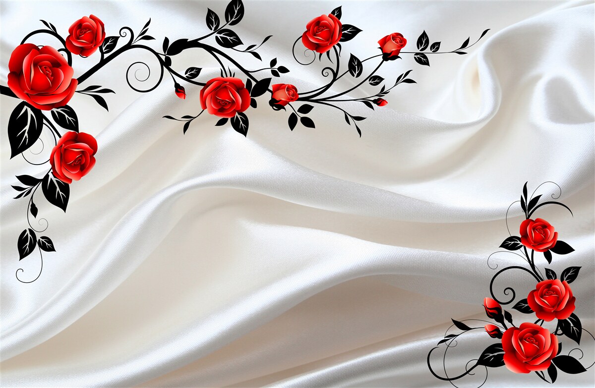 Фотошпалери атлас прикрашений трояндами