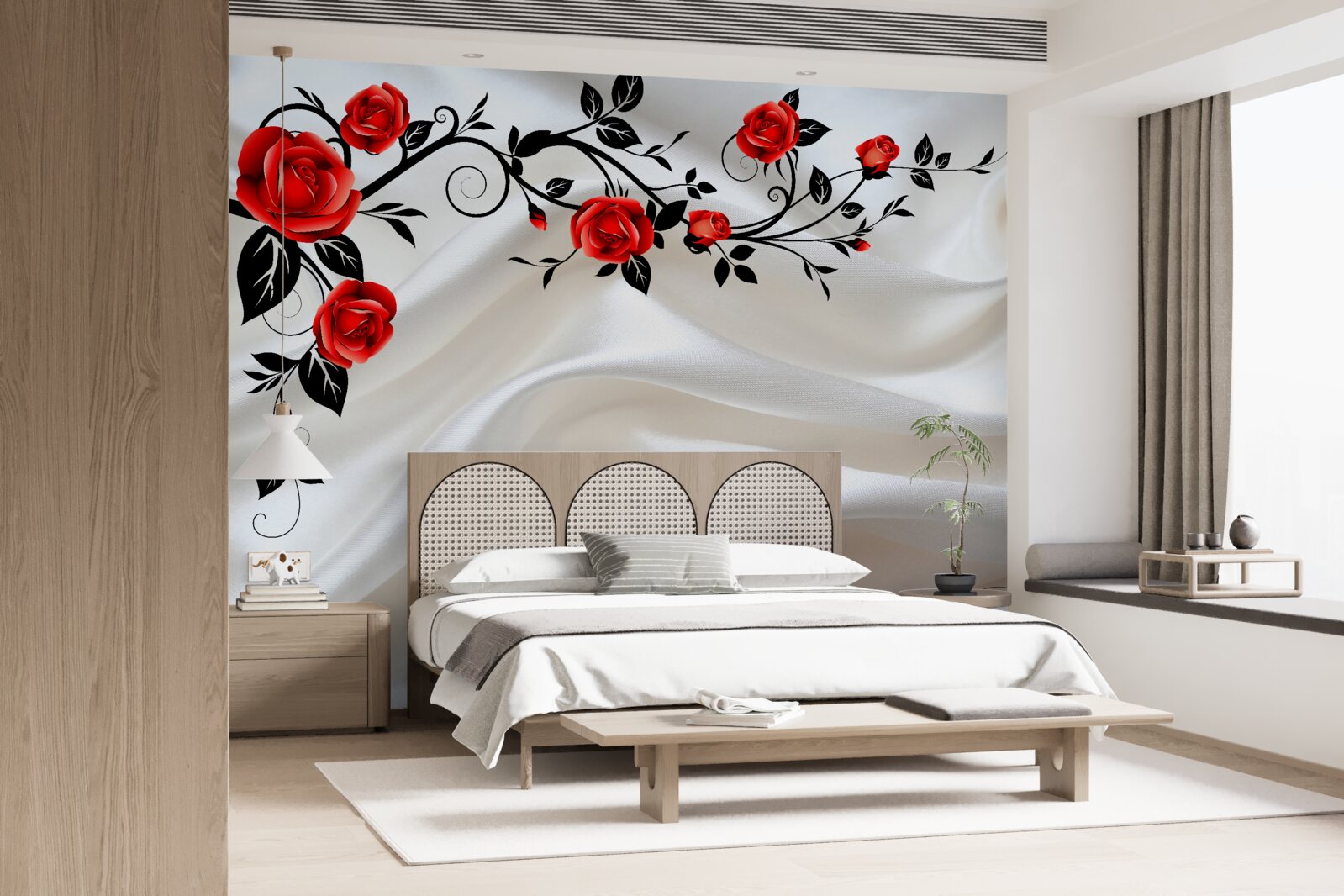 Фотошпалери атлас прикрашений трояндами