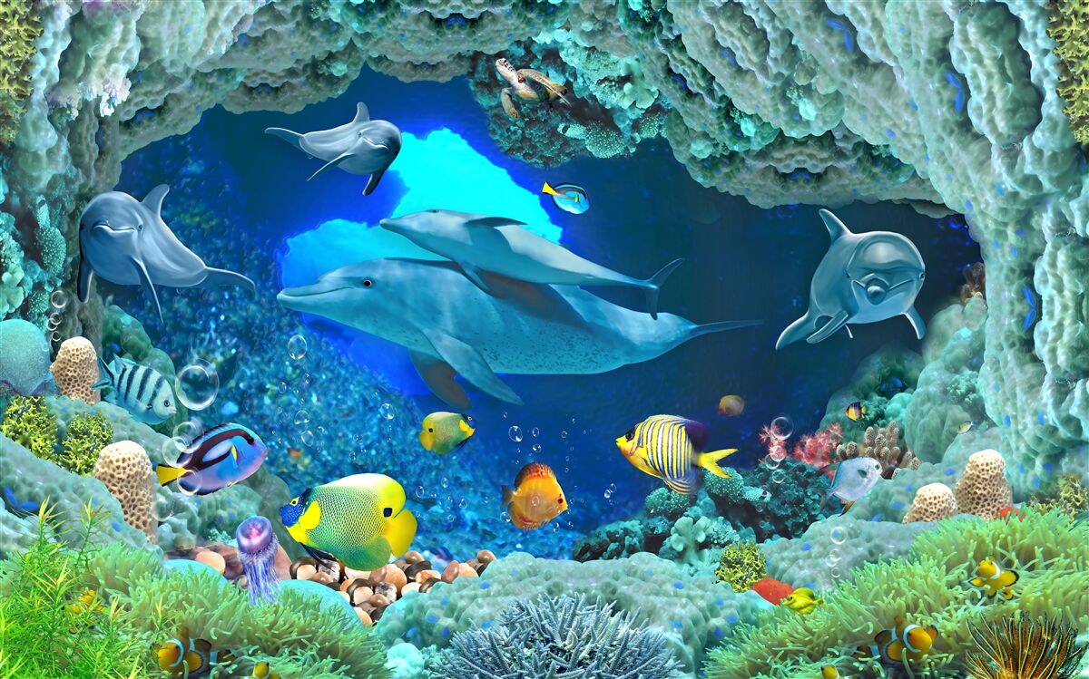 Фотошпалери настінні та прісноводні акваріуми