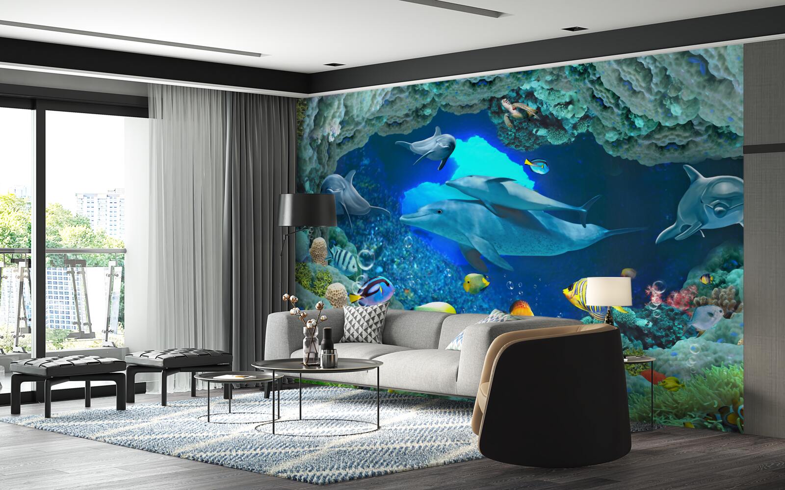 Фотошпалери настінні та прісноводні акваріуми