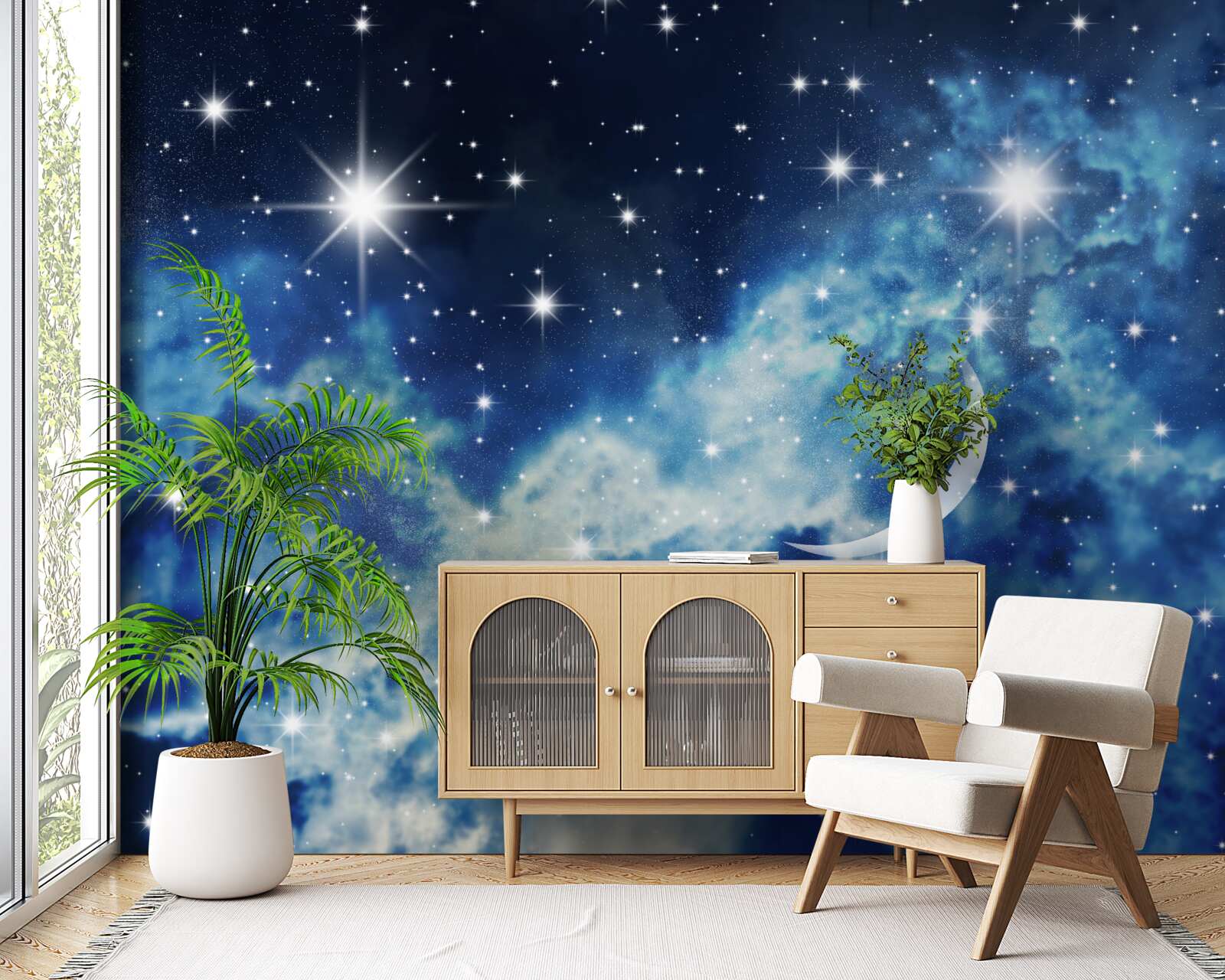 Фотошпалери Сценарій стелі з небом для спальні