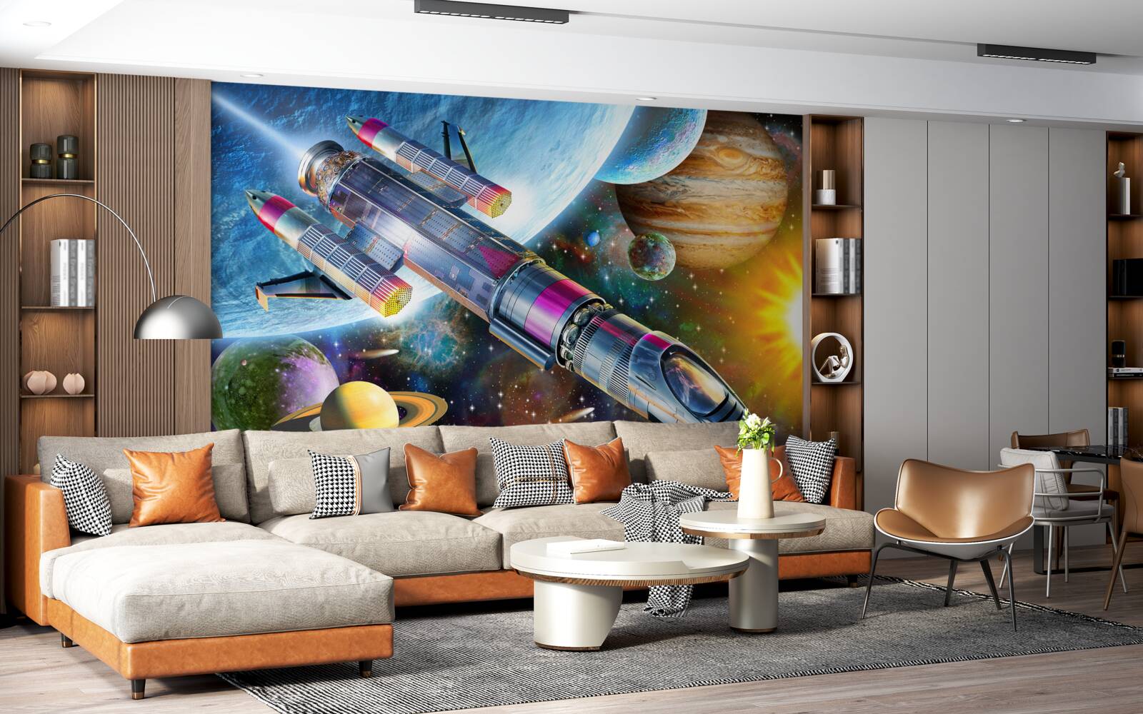 Фотошпалери Космічне середовище, Всесвіт і супутник