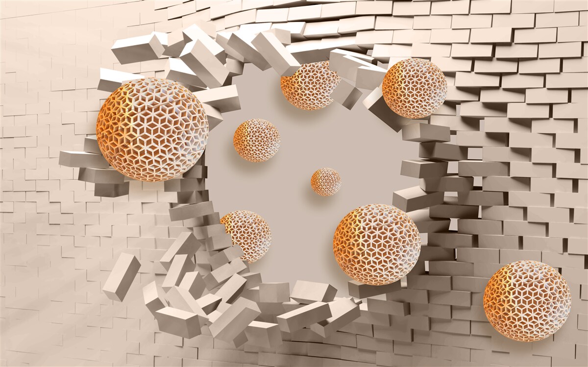 Фотошпалери 3d кулі та перегородки