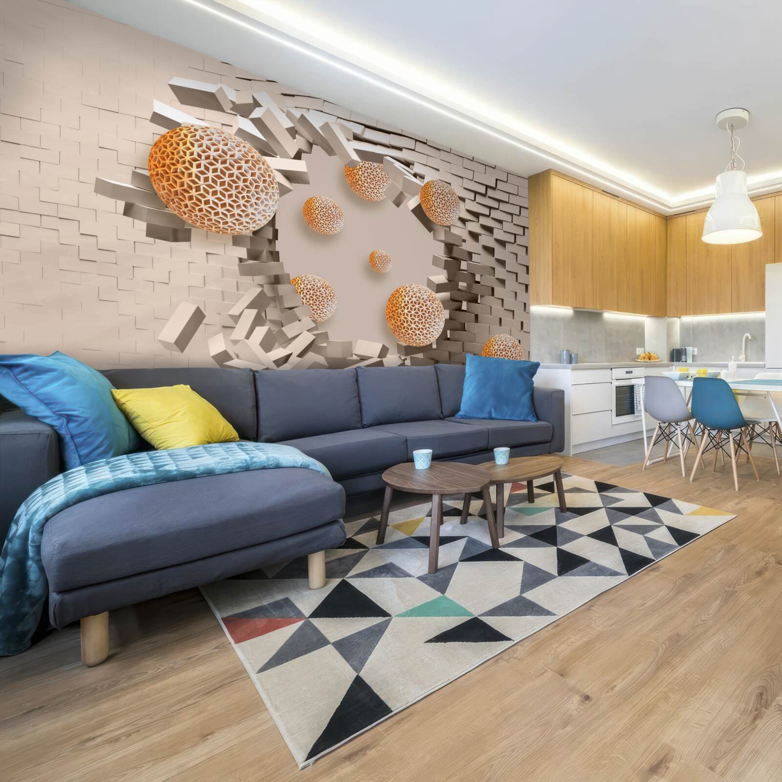 Фотошпалери 3d кулі та перегородки