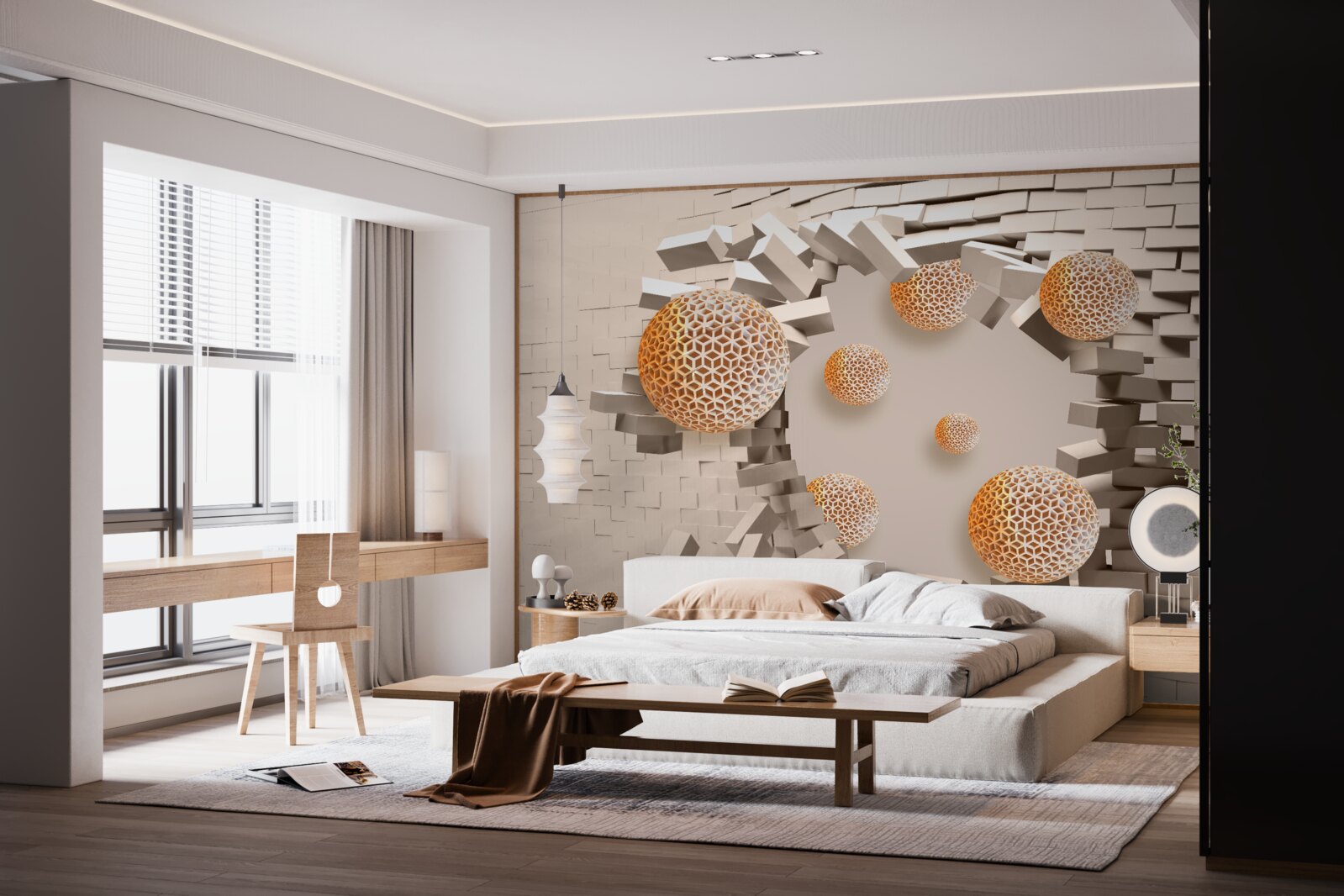 Фотошпалери 3d кулі та перегородки