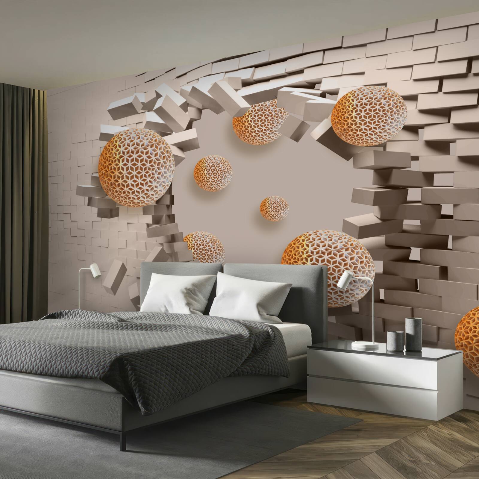 Фотошпалери 3d кулі та перегородки