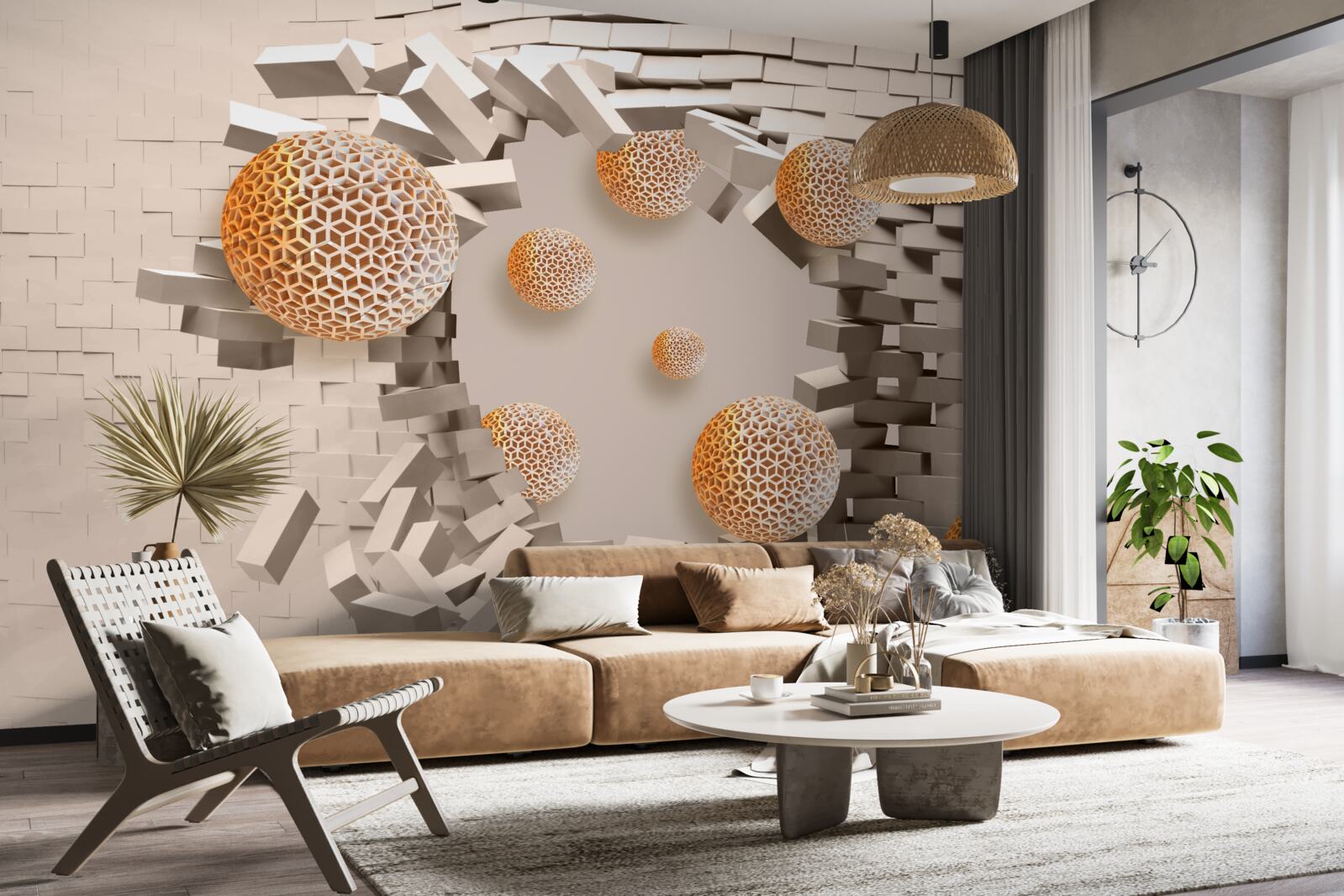 Фотошпалери 3d кулі та перегородки